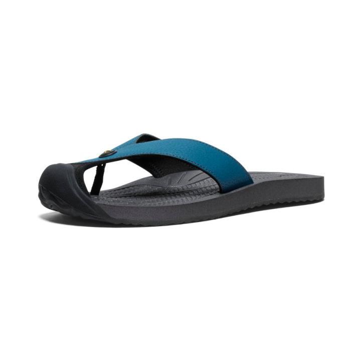Barbados Legion Blue/Antique Moss Leather Flip-Flop | Men KEEN Casual