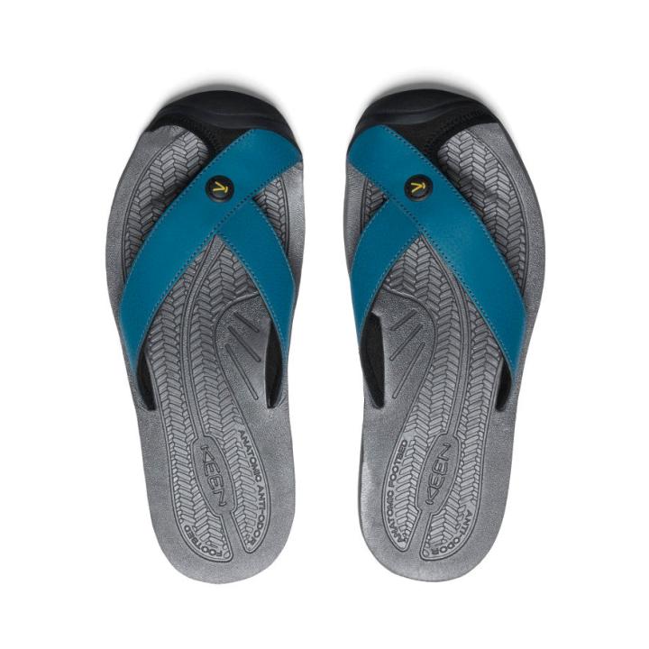 Barbados Legion Blue/Antique Moss Leather Flip-Flop | Men KEEN Casual