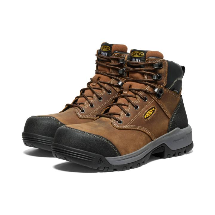 Evanston Boot 6" Waterproof Bison/Black Leather Work Boot | Men KEEN Boots