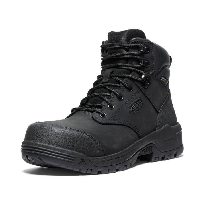 Evanston Boot 6" Waterproof Black/Black Leather Work Boot | Men KEEN Boots