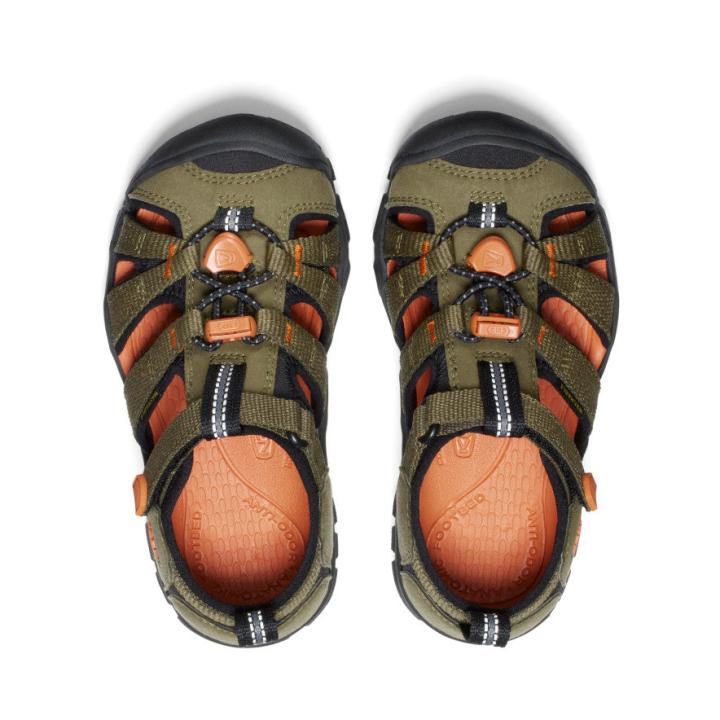 Little Kids' Seacamp II CNX Dark Olive/Gold Flame Sandal | Kids KEEN Playground