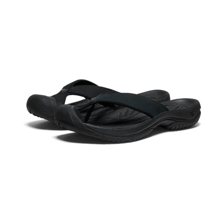 Waimea Black/Black Leather Flip-Flop | Men KEEN Sandals