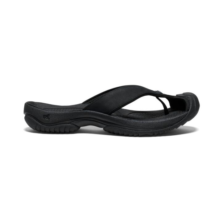 Waimea Black/Black Leather Flip-Flop | Men KEEN Sandals