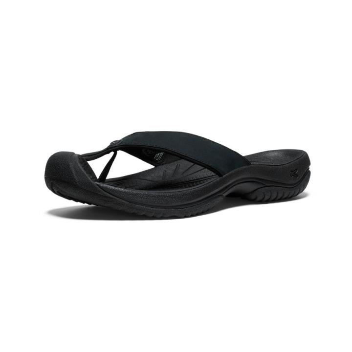 Waimea Black/Black Leather Flip-Flop | Men KEEN Sandals