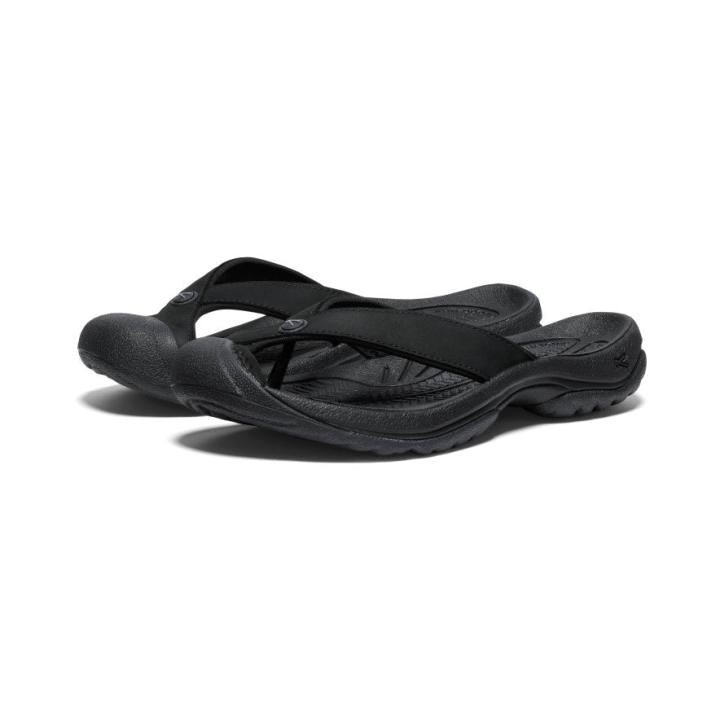 Waimea Black/Black Leather Flip-Flop | Women KEEN Slip-Ons