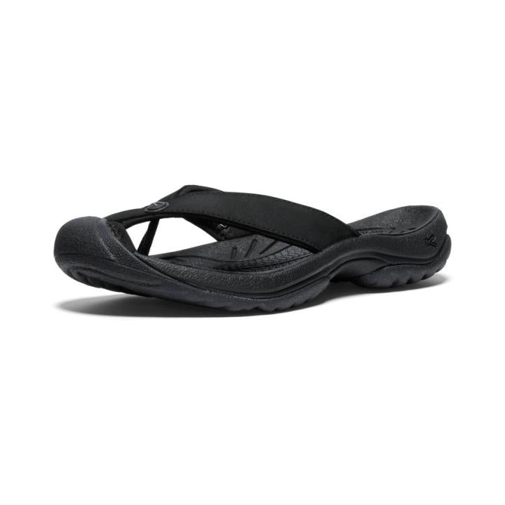 Waimea Black/Black Leather Flip-Flop | Women KEEN Slip-Ons