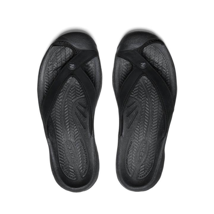 Waimea Black/Black Leather Flip-Flop | Women KEEN Slip-Ons