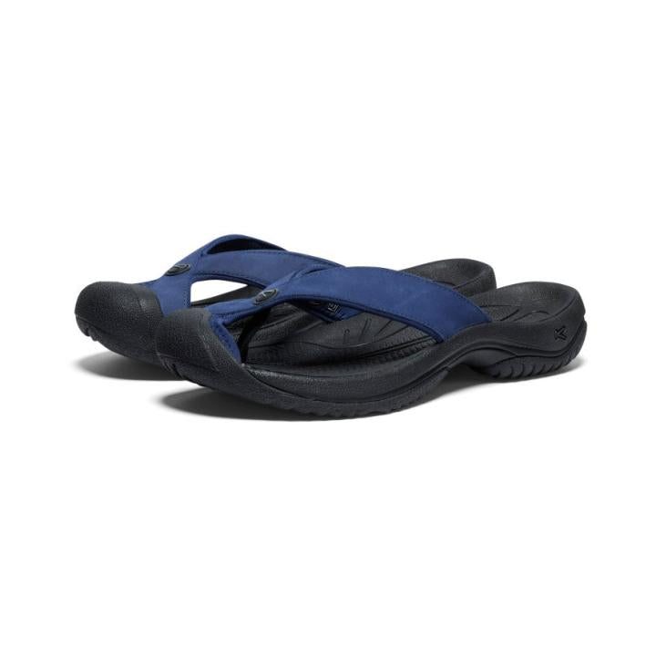 Waimea Naval Academy/Black Leather Flip-Flop | Men KEEN Sandals