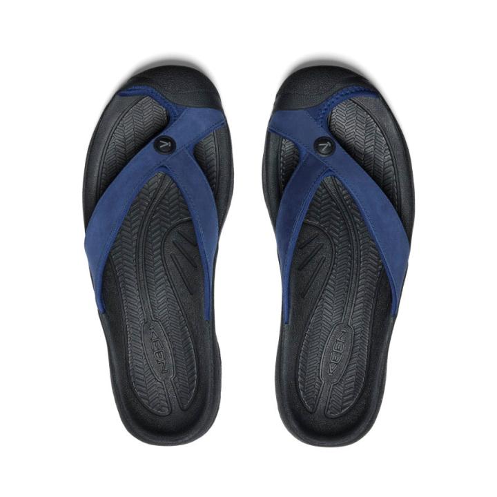 Waimea Naval Academy/Black Leather Flip-Flop | Men KEEN Sandals
