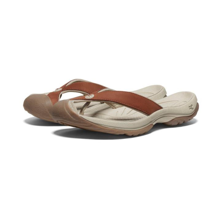 Waimea Sorrel Horse/Plaza Taupe Leather Flip-Flop | Women KEEN Slip-Ons