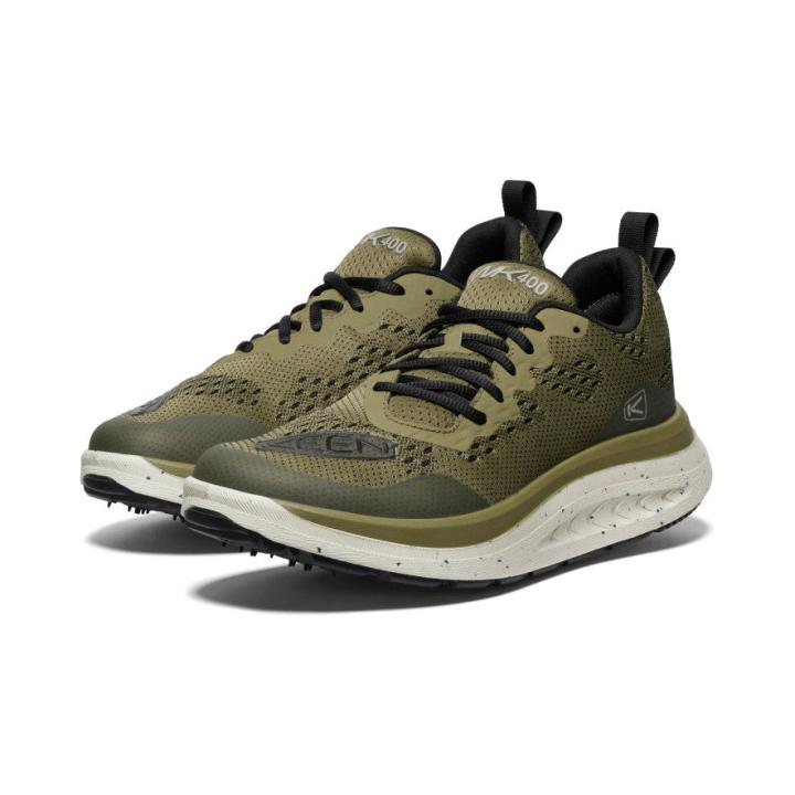 WK400 Martini Olive/Black Leather Walking Shoe | Men KEEN Shoes